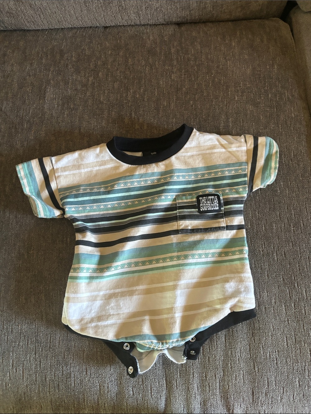 Little surfer dude bubble romper 6-12months